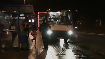 Bride And Groom'S Intimate Moment On A Bus