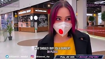 Russian Teen Gives A Risky Blowjob In A Fitting Room For A Big Mac And Gets Picked Up By A Public Agent In A Mall