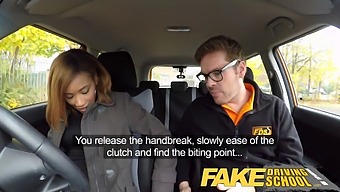 A Young Black Woman Receives A Free Driving Lesson From An Older Man In Exchange For A Creampie