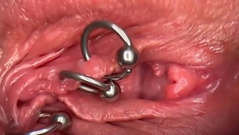 Intense Close-Up Of My Pierced Pussy And Clitoris, Leading To Wetness And Urination