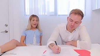 A College Tutor Takes Advantage Of A Study Session With A Young Woman