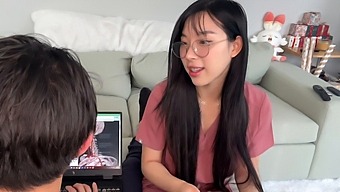 Elle Lee, Medical Student, Reciprocates Her Tutor'S Help With Oral Pleasure