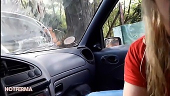 Chubby Blonde Gives A Hot Blowjob In Public